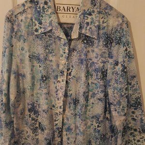Blue flower sheer shirt